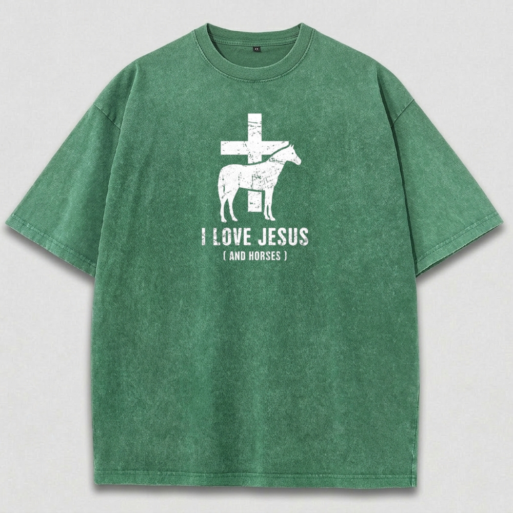 Jesus And Horses Vintage Organic Cotton Trail Tee-HikeVista