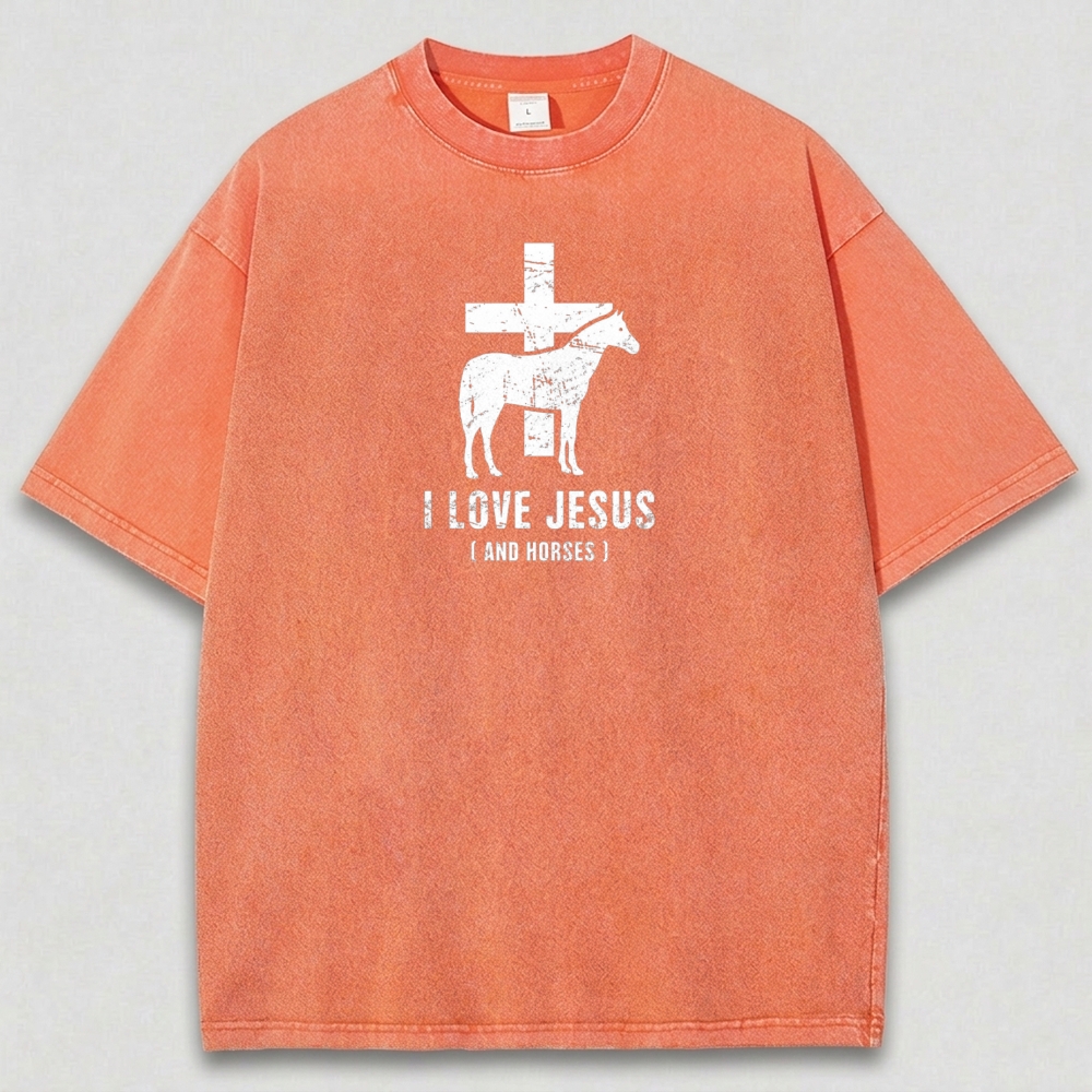 Jesus And Horses Vintage Organic Cotton Trail Tee-HikeVista