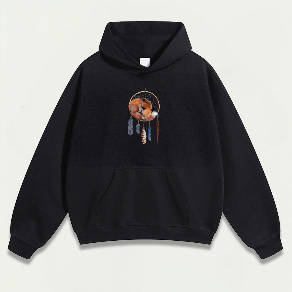 Dreamcatcher Feathers Heavyweight Fox Hoodie-HikeVista