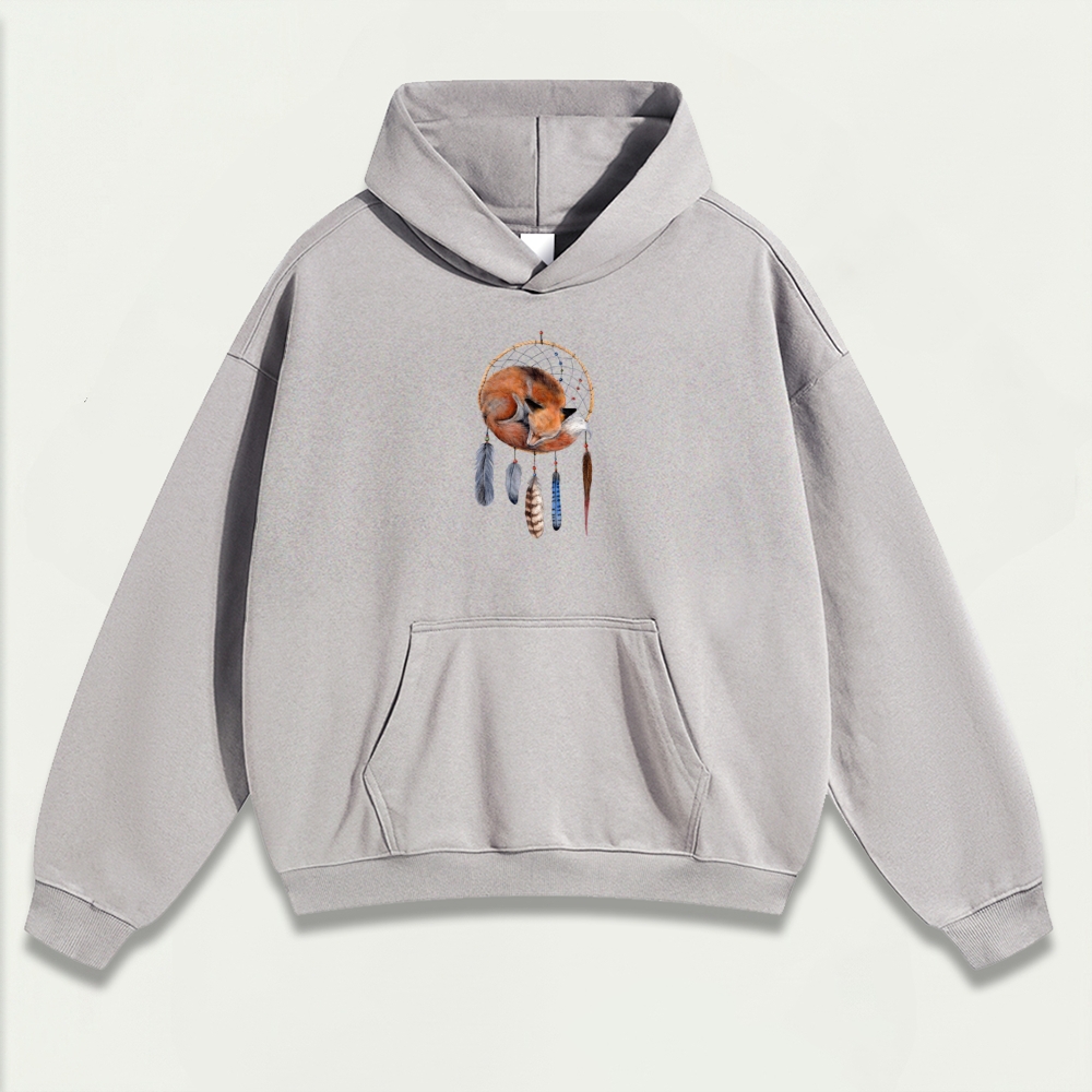 Dreamcatcher Feathers Heavyweight Fox Hoodie-HikeVista