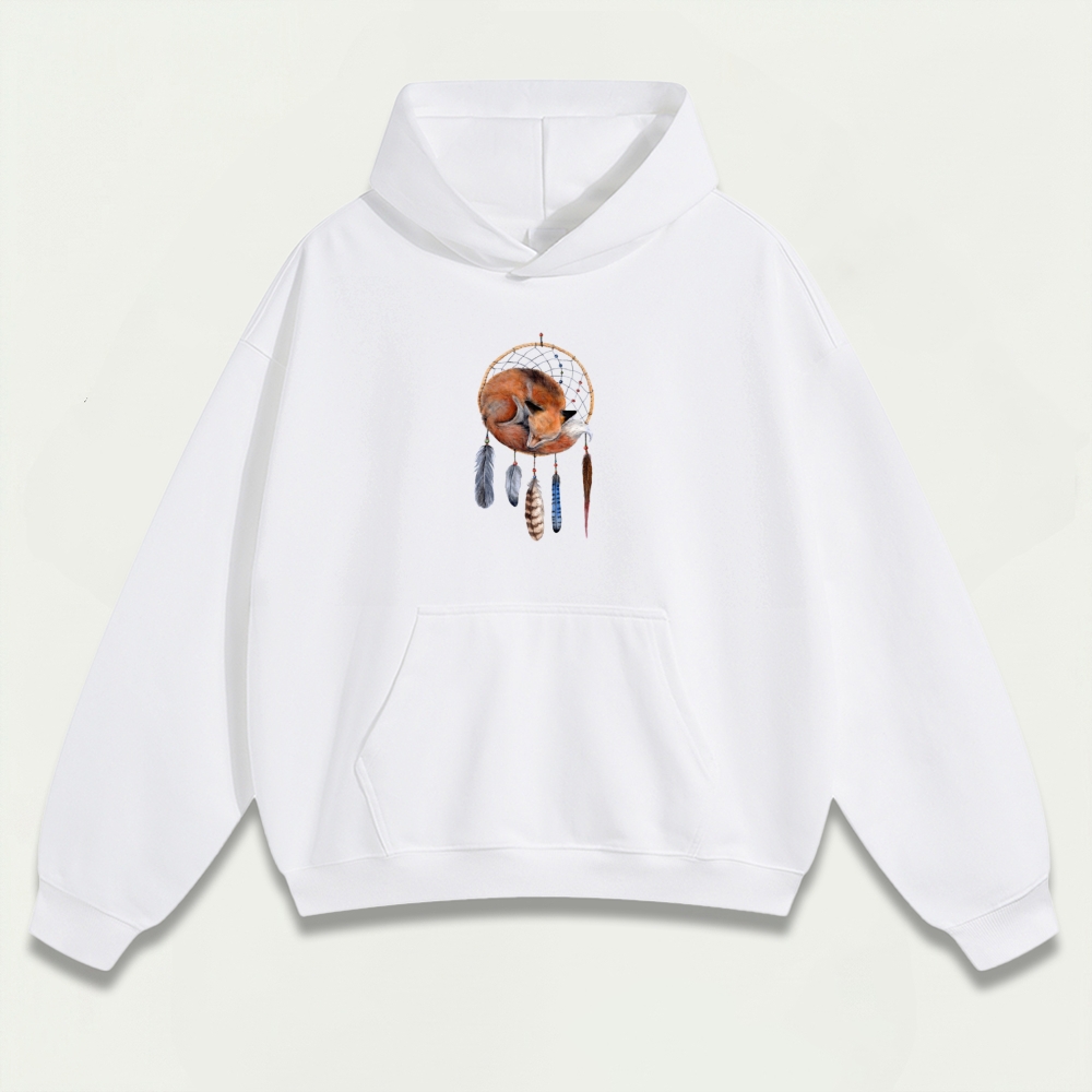 Dreamcatcher Feathers Heavyweight Fox Hoodie-HikeVista
