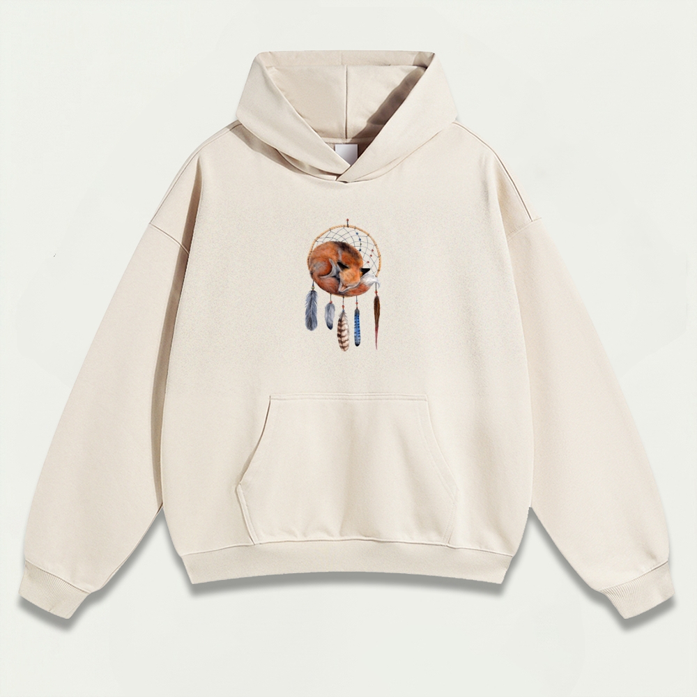 Dreamcatcher Feathers Heavyweight Fox Hoodie-HikeVista