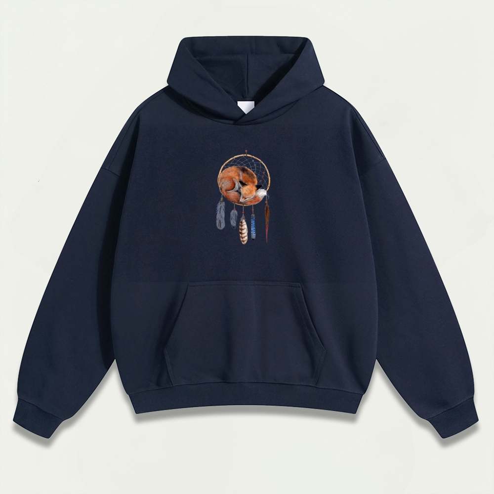 Dreamcatcher Feathers Heavyweight Fox Hoodie-HikeVista