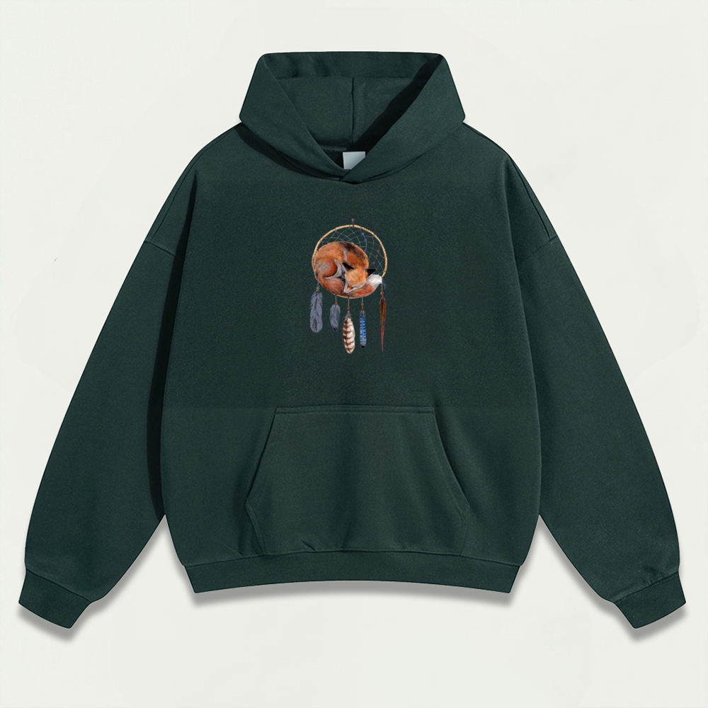 Dreamcatcher Feathers Heavyweight Fox Hoodie-HikeVista