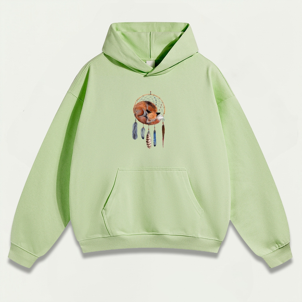 Dreamcatcher Feathers Heavyweight Fox Hoodie-HikeVista