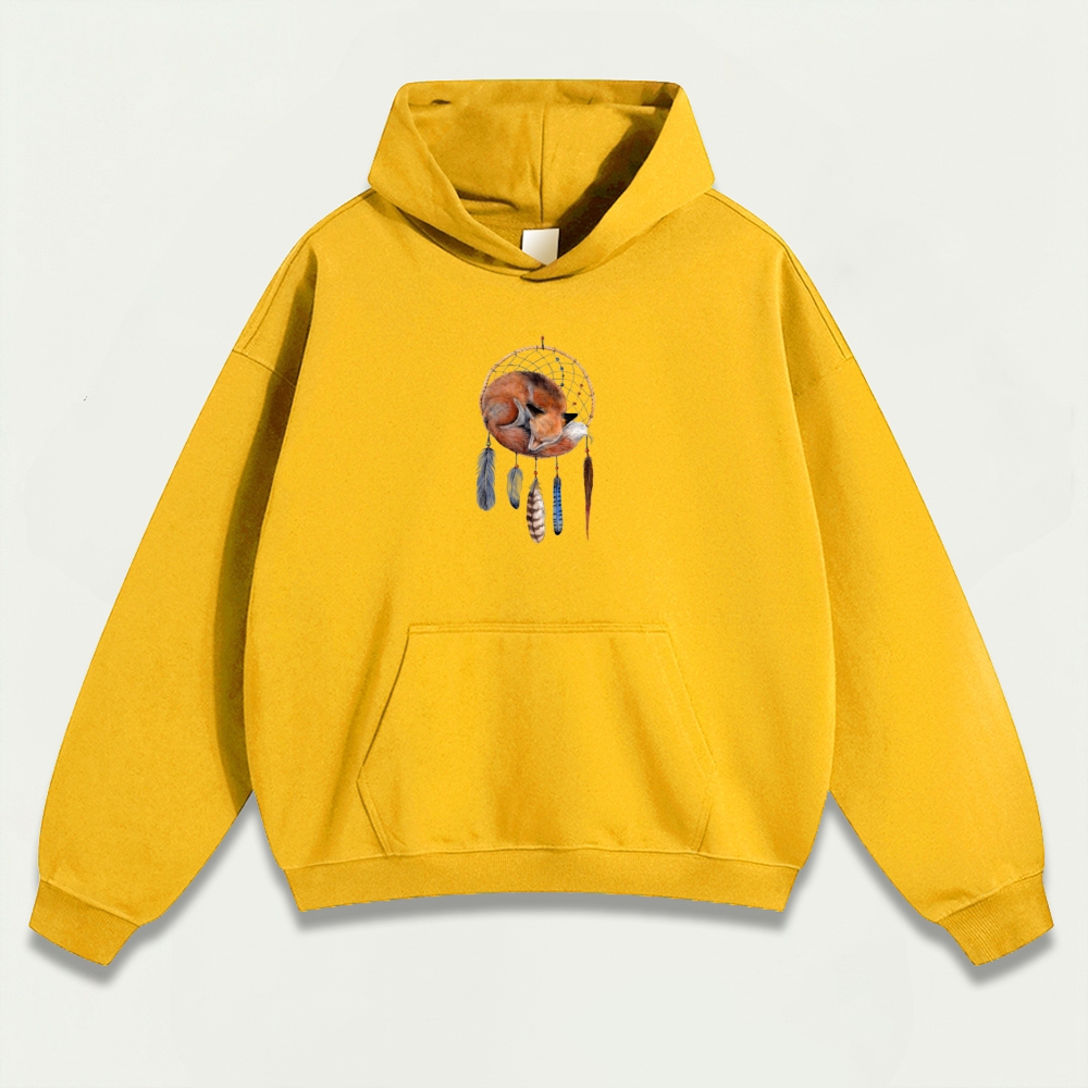 Dreamcatcher Feathers Heavyweight Fox Hoodie-HikeVista