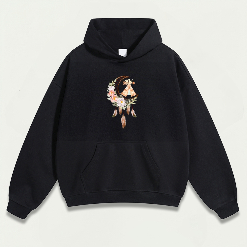 Dreamcatcher Flowers Heavyweight Hiking Hoodie-HikeVista