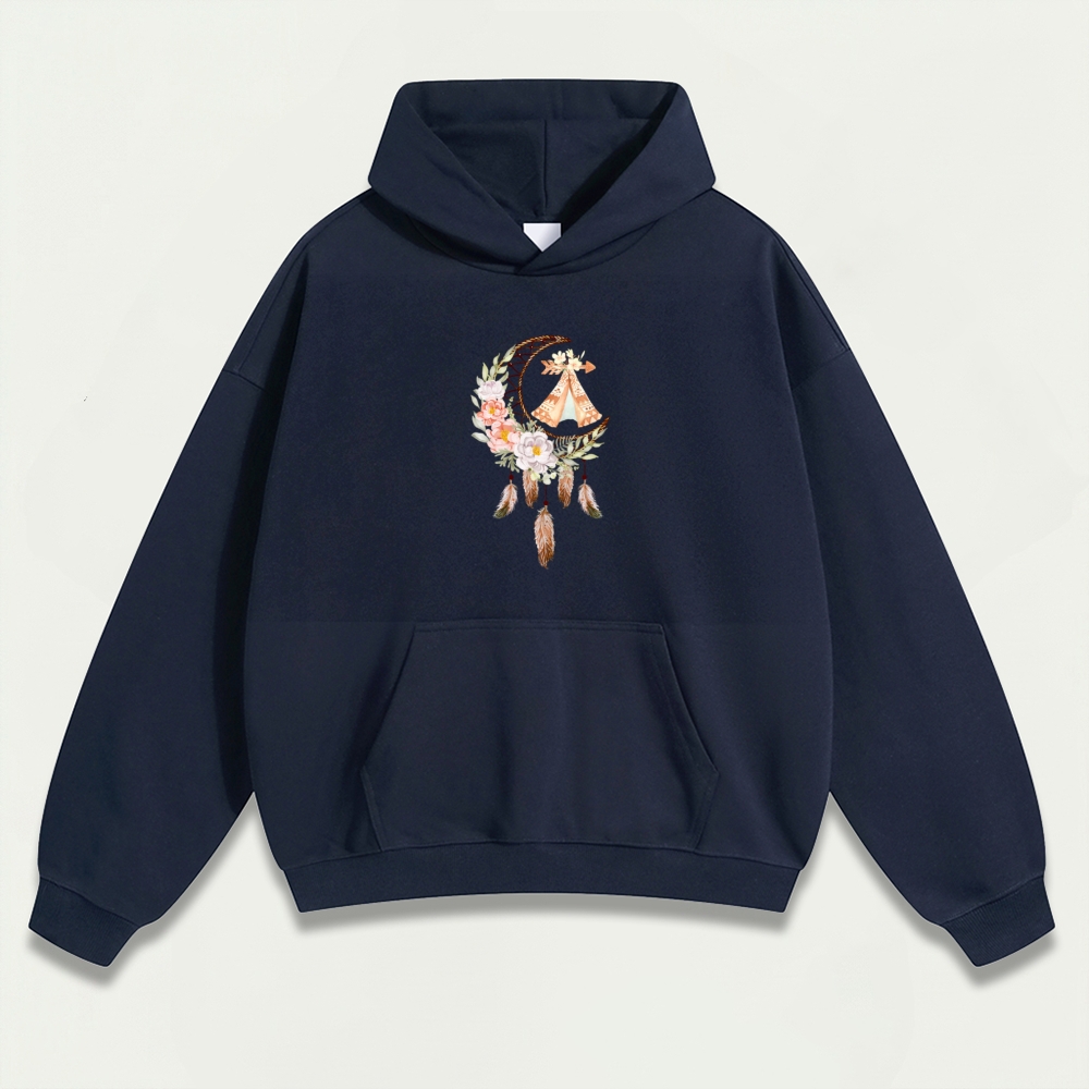 Dreamcatcher Flowers Heavyweight Hiking Hoodie-HikeVista