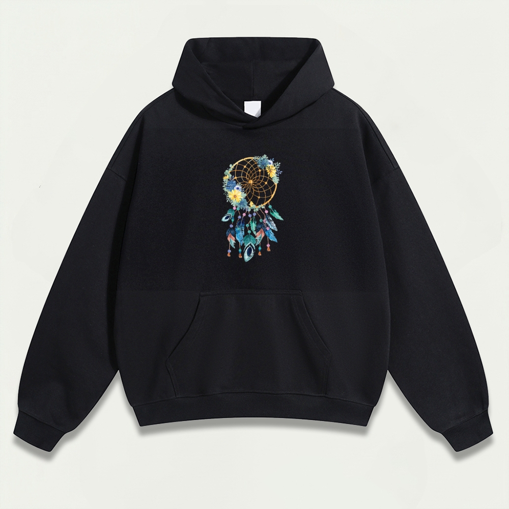 Dreamcatcher Flowers Heavyweight Hiking Hoodie-HikeVista