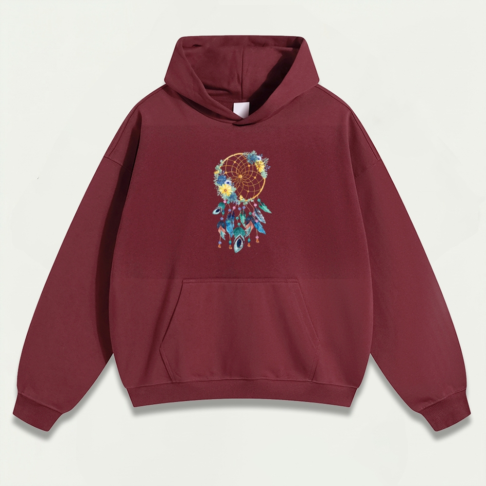 Dreamcatcher Flowers Heavyweight Hiking Hoodie-HikeVista
