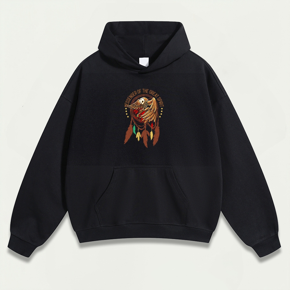 Dreamcatcher Feathers Heavyweight Owl Hoodie-HikeVista