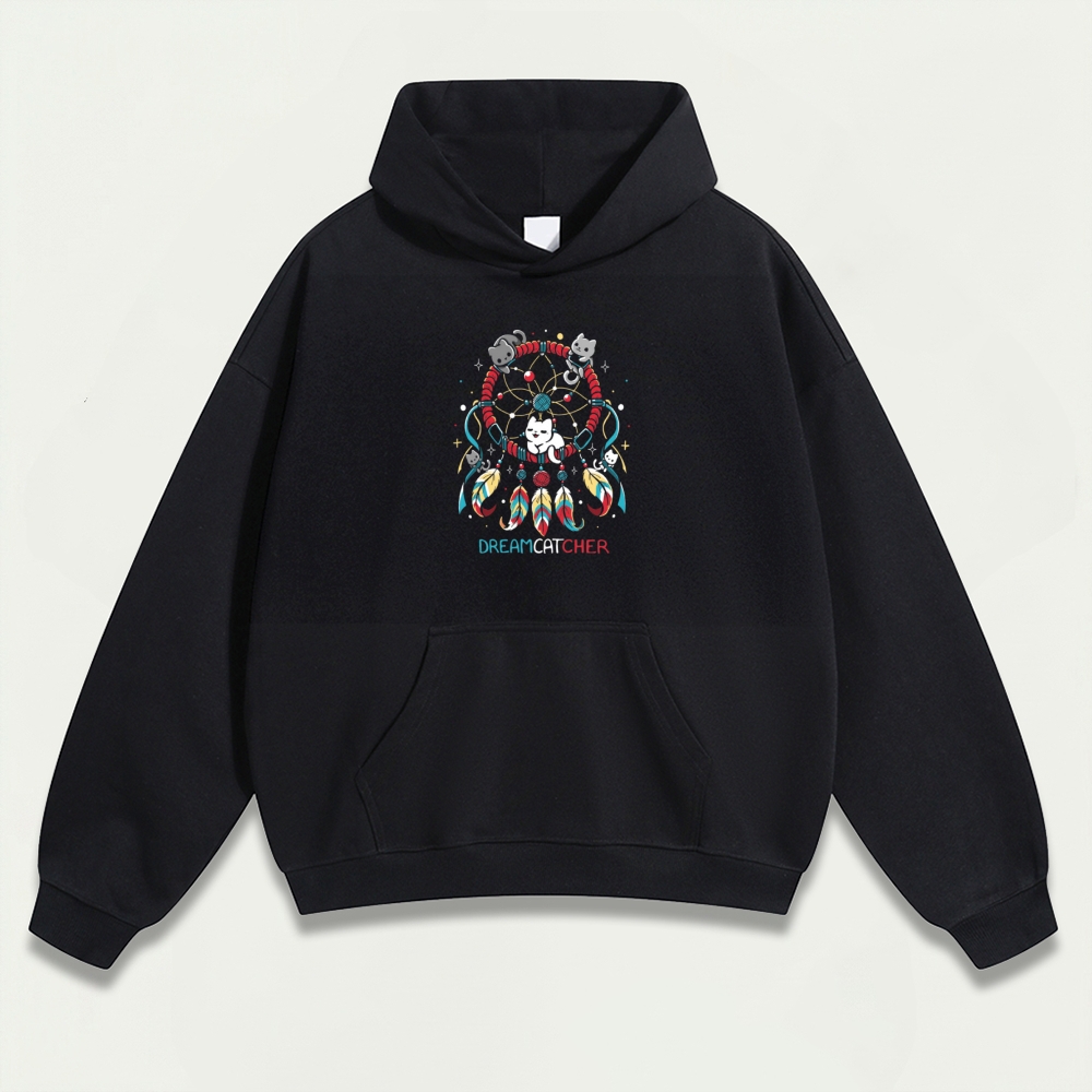 Dreamcatcher Feathers Heavyweight Cat Hoodie-HikeVista