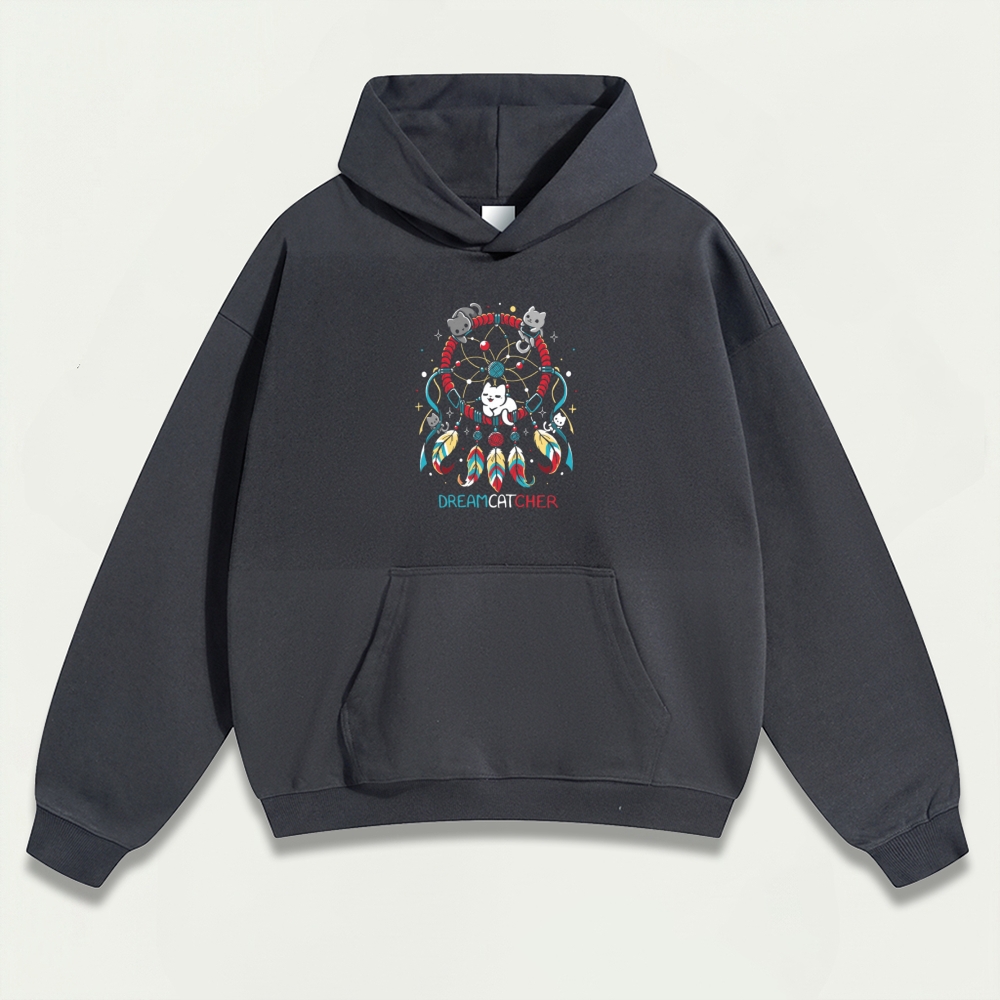 Dreamcatcher Feathers Heavyweight Cat Hoodie-HikeVista