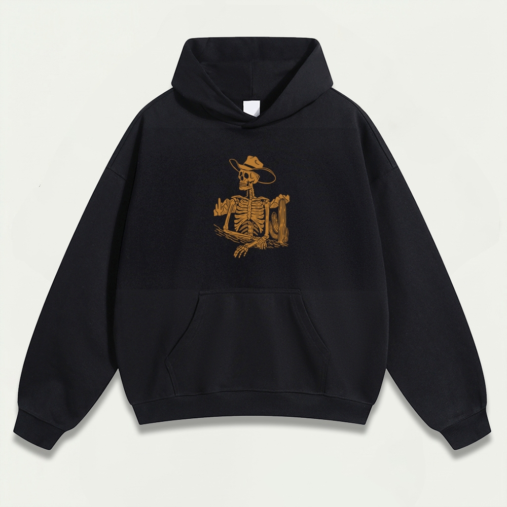 Western Skull Heavyweight Hiking Hoodie-HikeVista