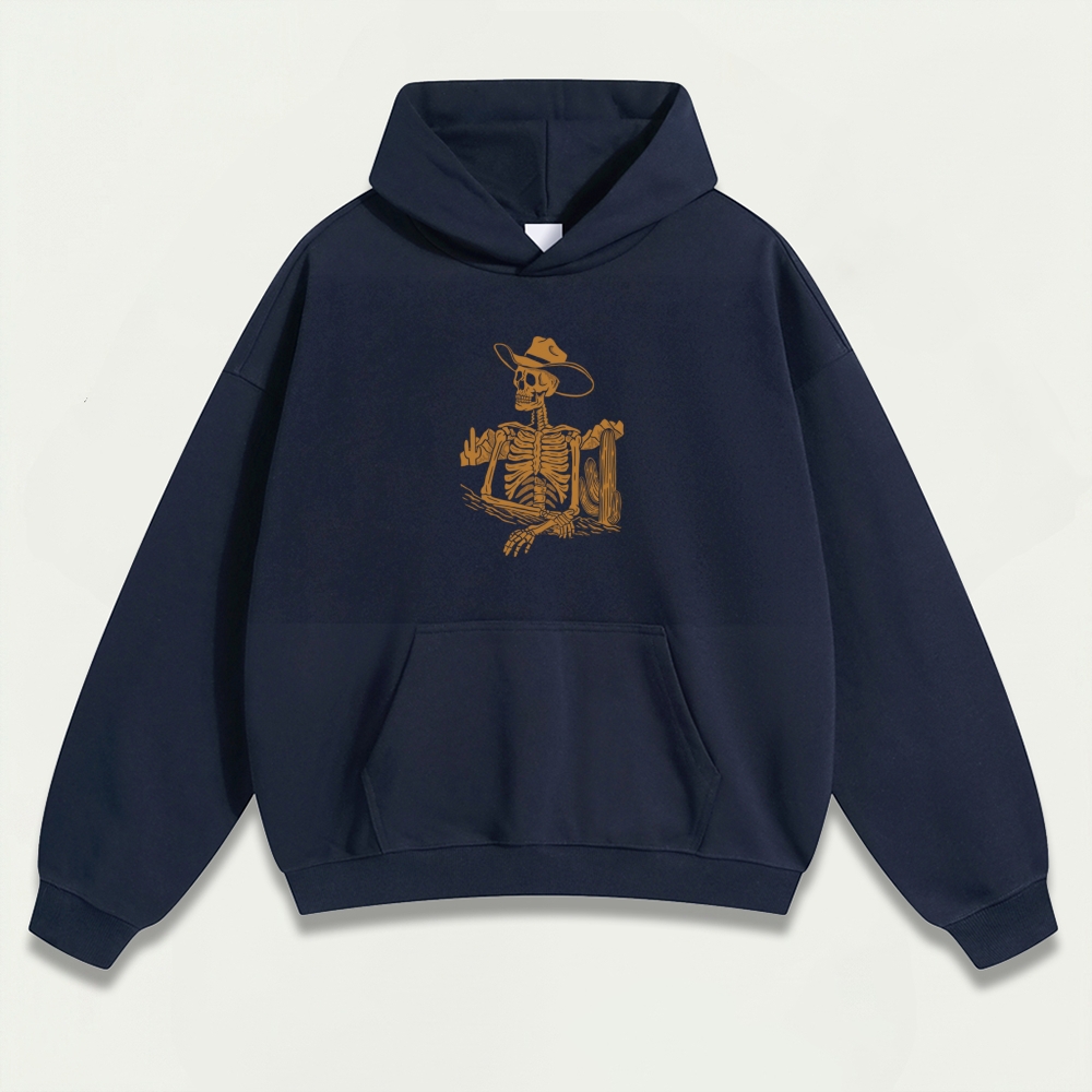 Western Skull Heavyweight Hiking Hoodie-HikeVista