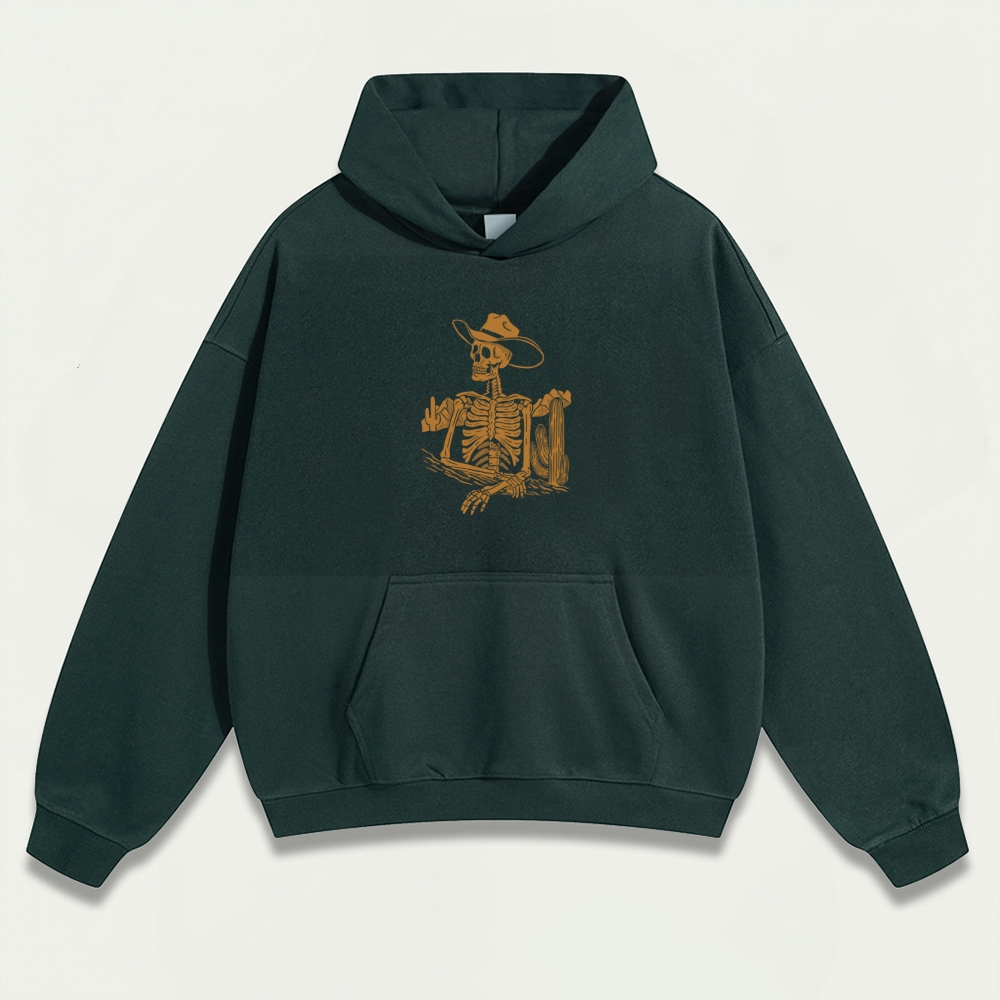 Western Skull Heavyweight Hiking Hoodie-HikeVista