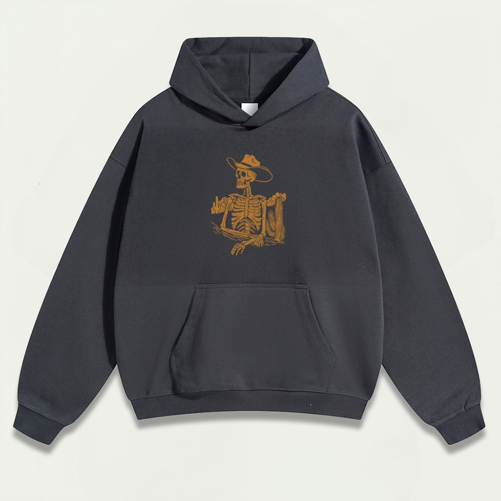 Western Skull Heavyweight Hiking Hoodie-HikeVista