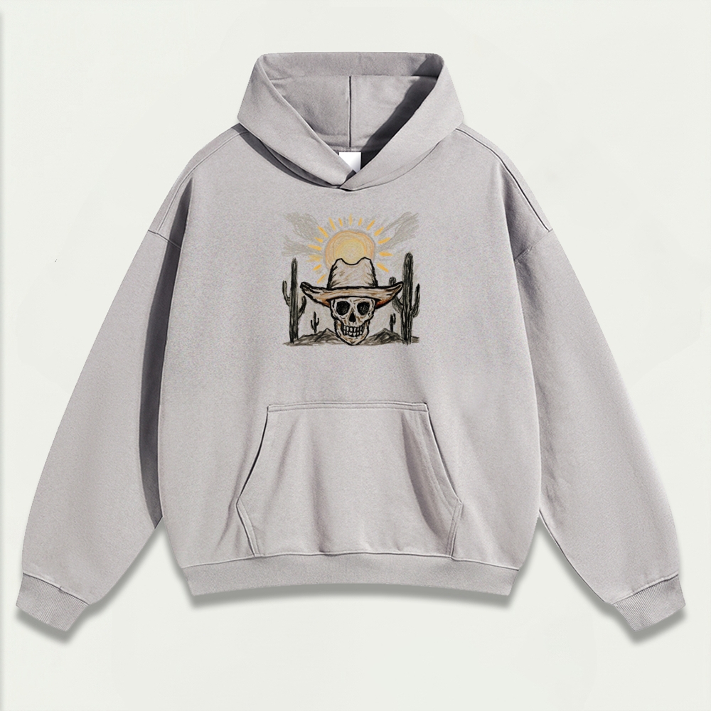 Western Skull Heavyweight Hiking Hoodie-HikeVista