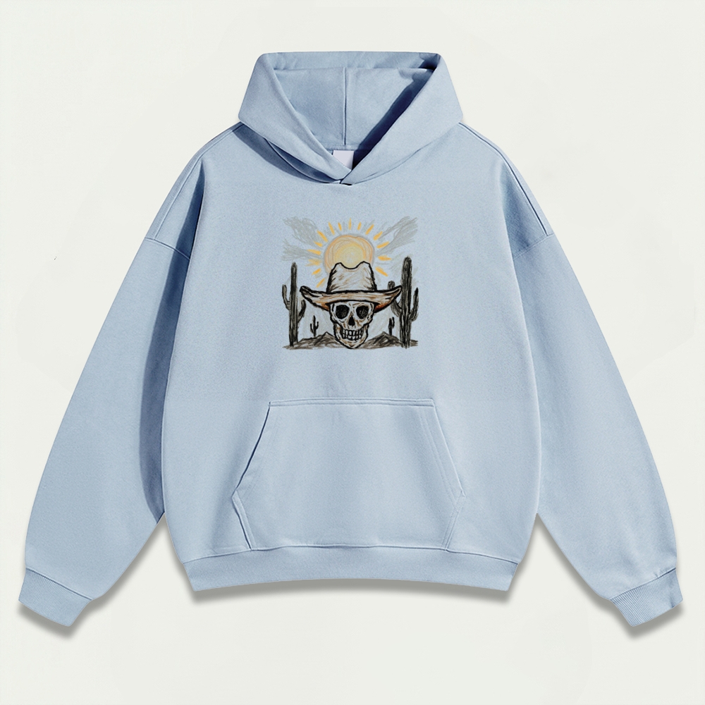 Western Skull Heavyweight Hiking Hoodie-HikeVista