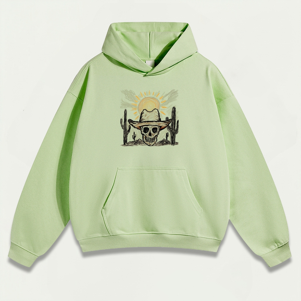 Western Skull Heavyweight Hiking Hoodie-HikeVista