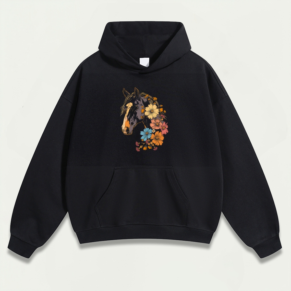 Horse Wildflowers Heavyweight Trail Hoodie-HikeVista