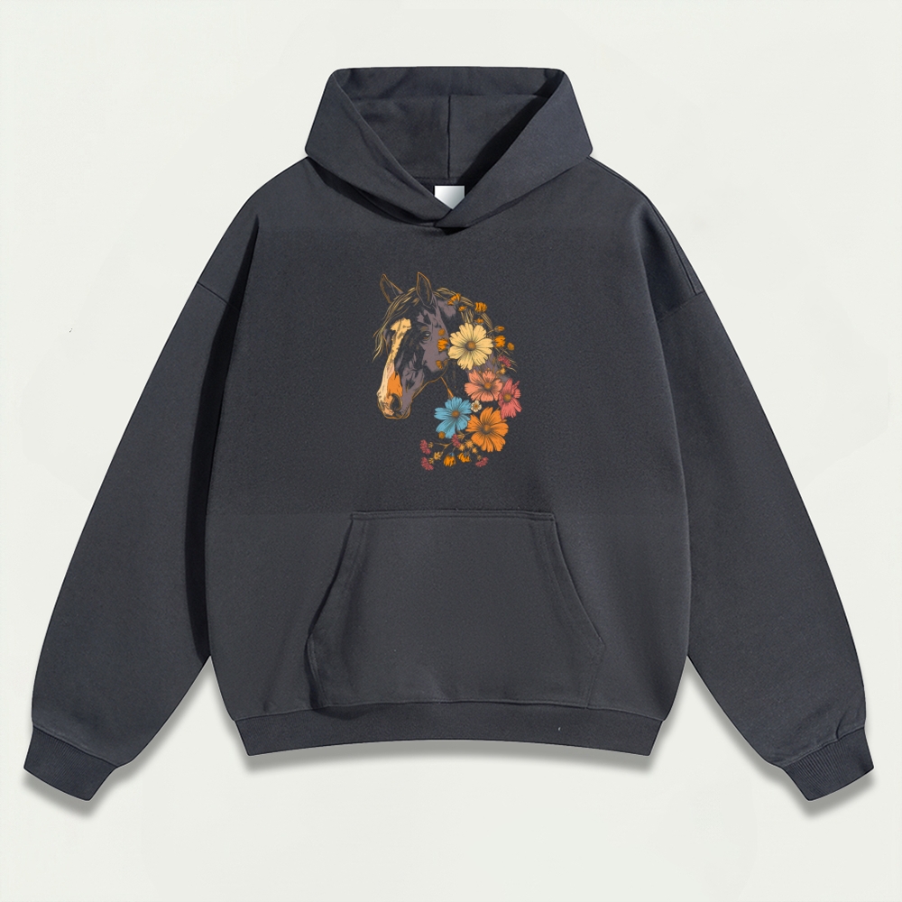 Horse Wildflowers Heavyweight Trail Hoodie-HikeVista