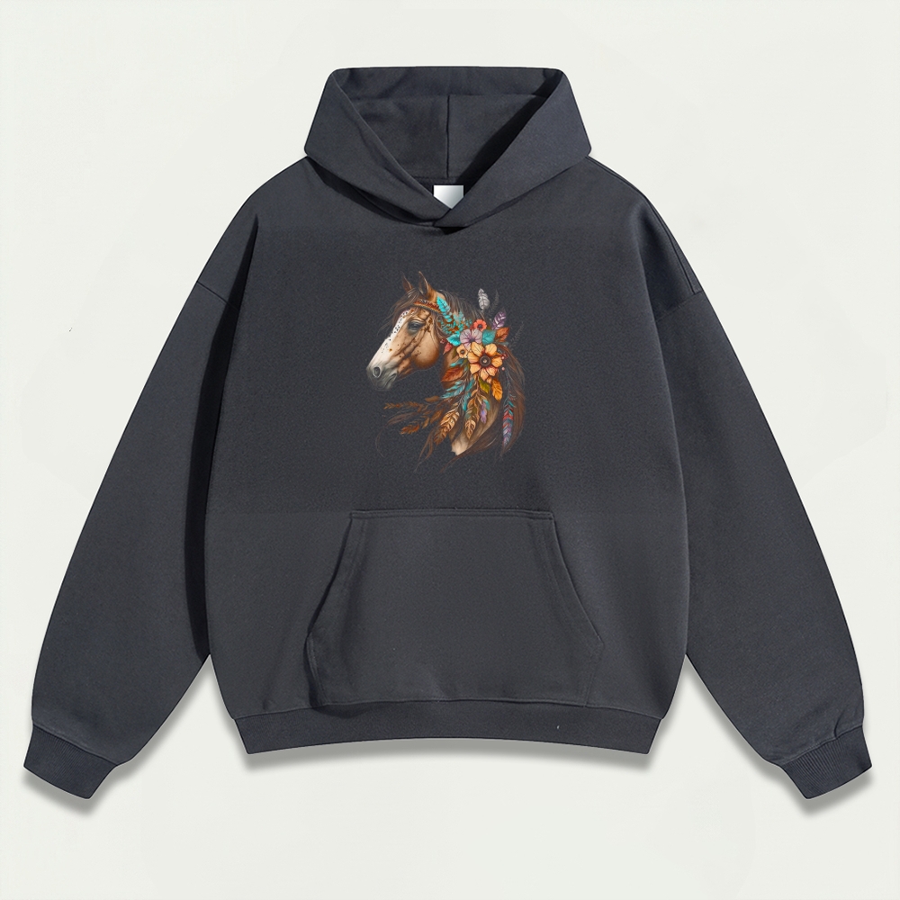 Horse Wildflowers Heavyweight Trail Hoodie-HikeVista
