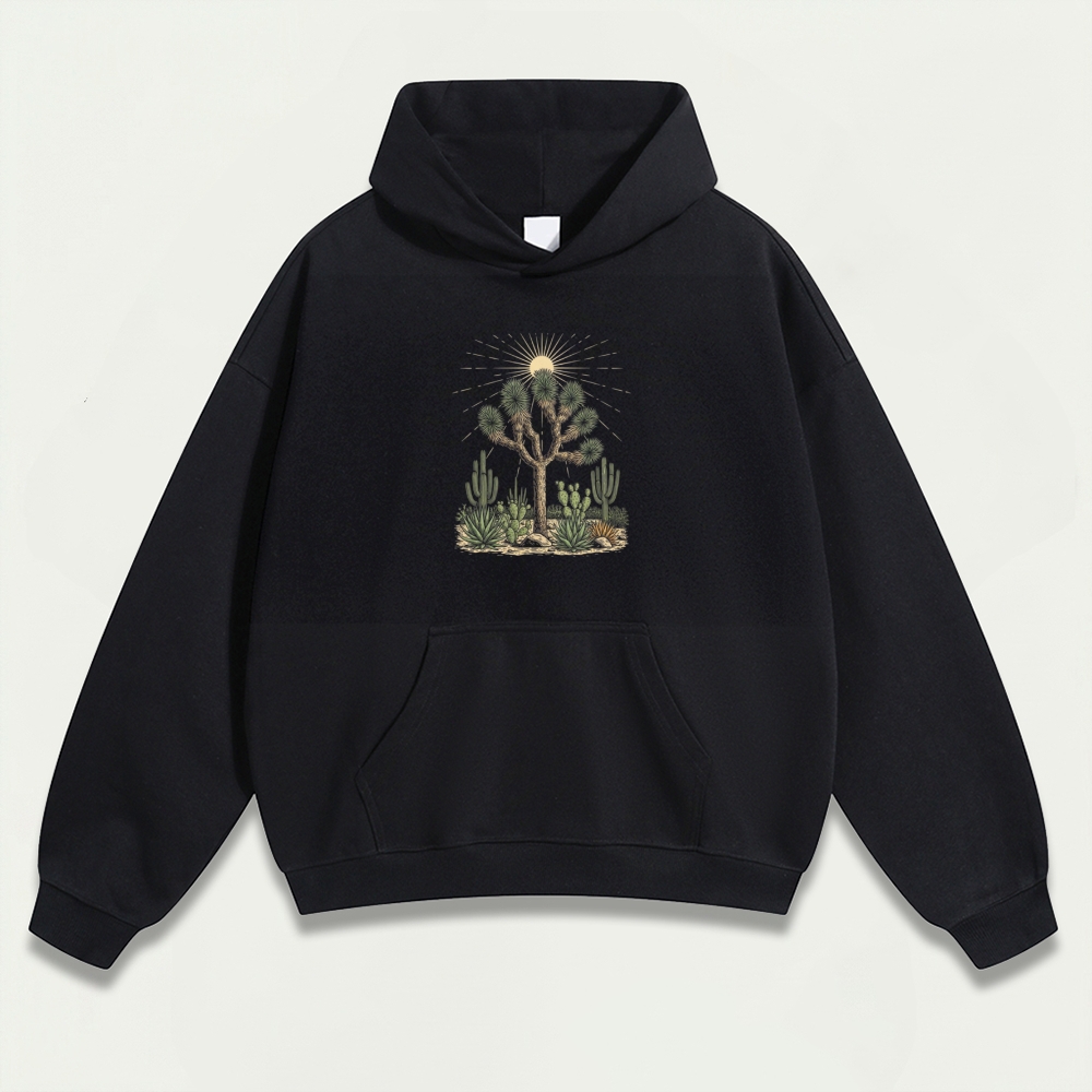 Western Cactus Heavyweight Hiking Hoodie-HikeVista