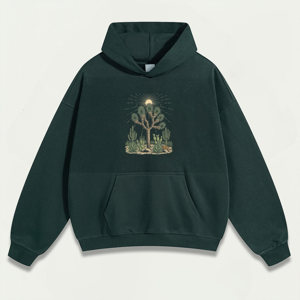 Western Cactus Heavyweight Hiking Hoodie-HikeVista