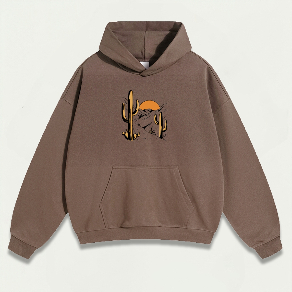 Western Cactus Heavyweight Hiking Hoodie-HikeVista