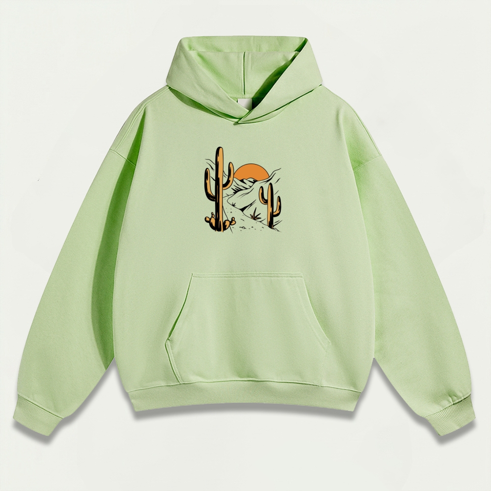 Western Cactus Heavyweight Hiking Hoodie-HikeVista