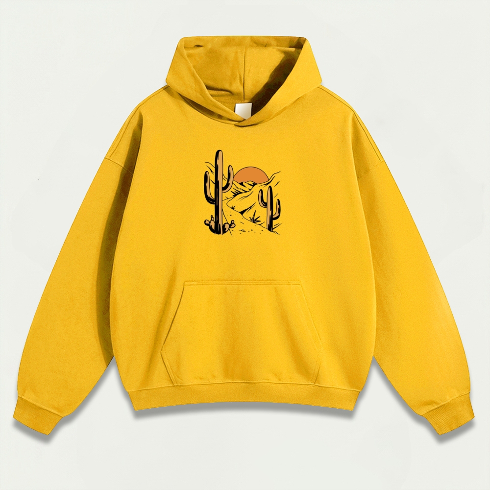 Western Cactus Heavyweight Hiking Hoodie-HikeVista