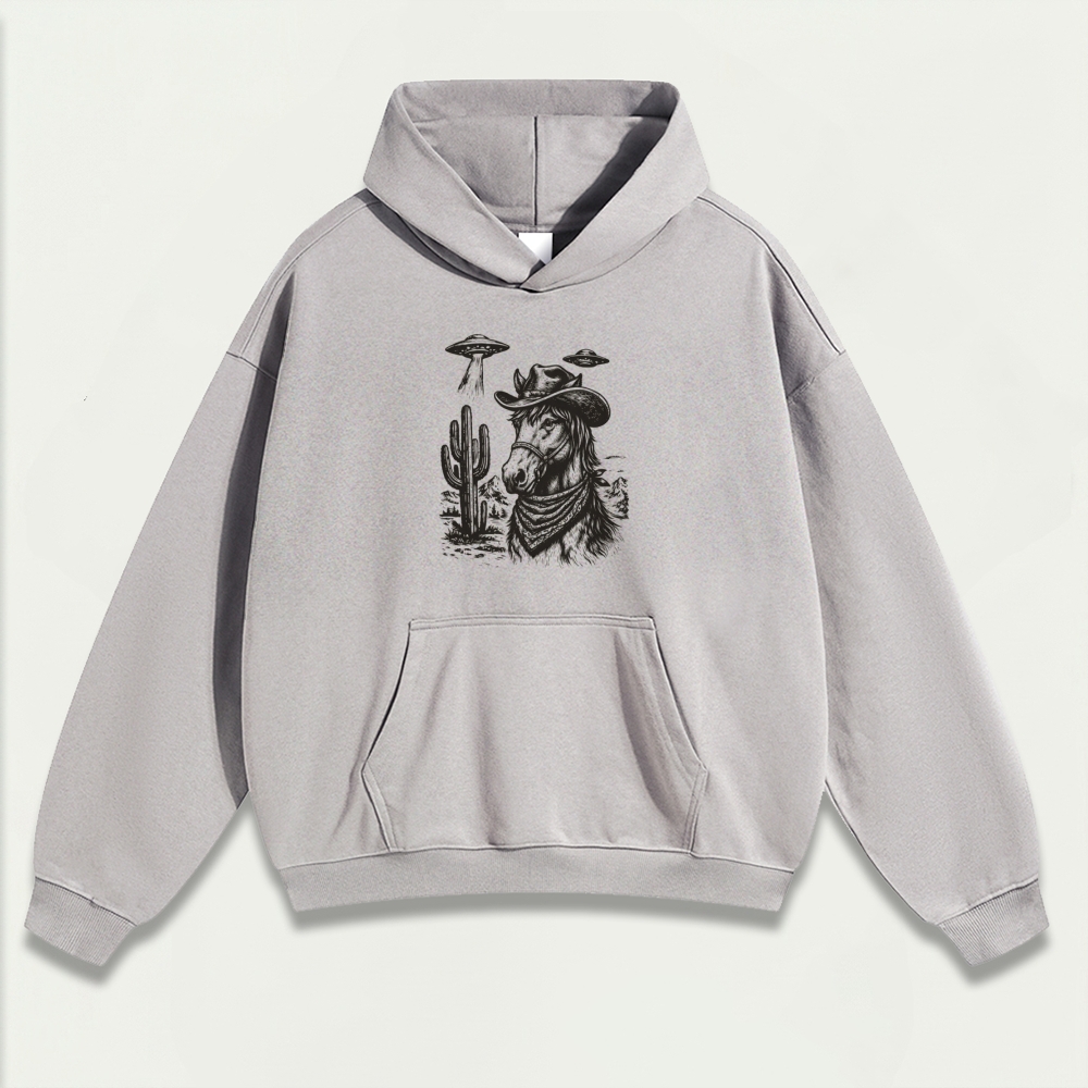 Western Horse Heavyweight Hiking Hoodie-HikeVista