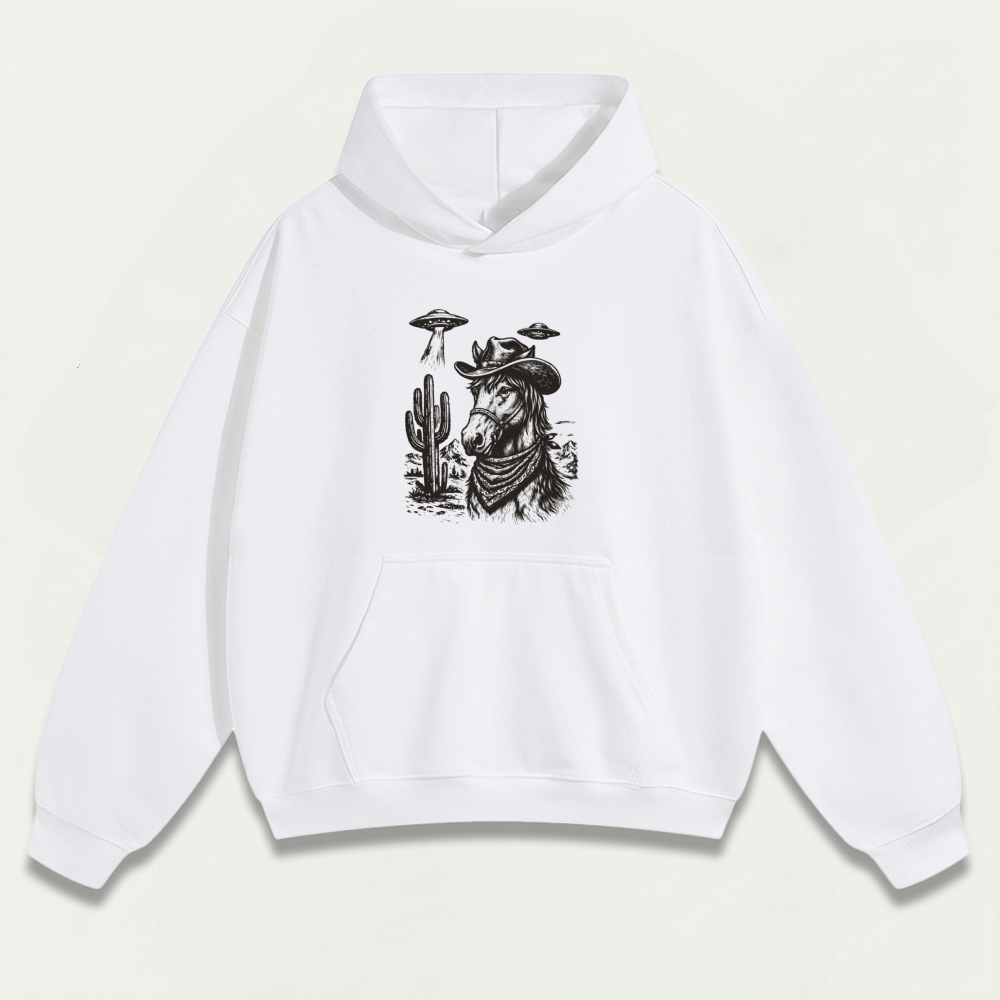 Western Horse Heavyweight Hiking Hoodie-HikeVista