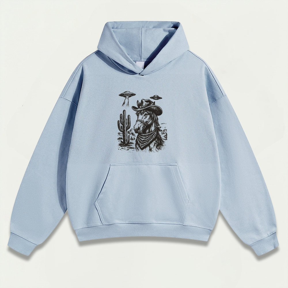 Western Horse Heavyweight Hiking Hoodie-HikeVista