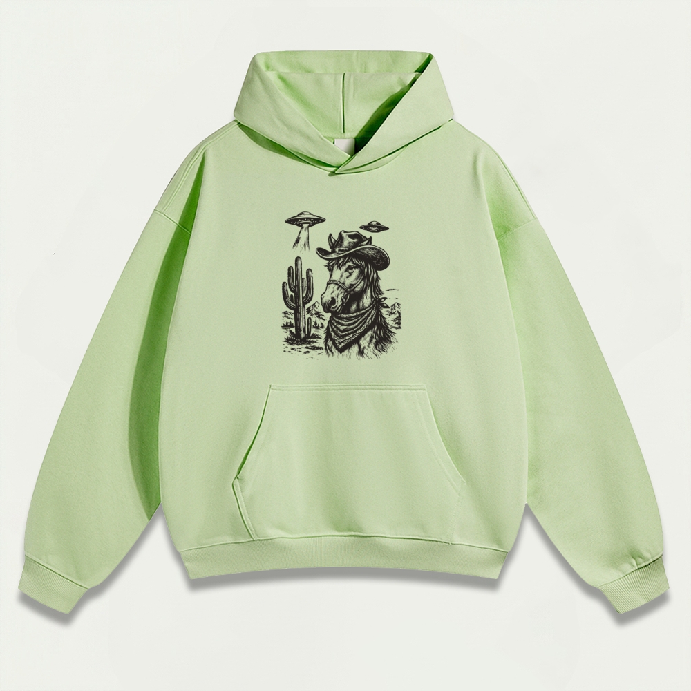 Western Horse Heavyweight Hiking Hoodie-HikeVista