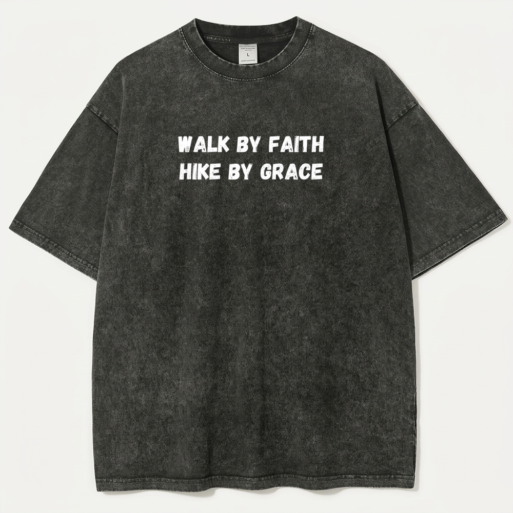 Walk By Faith Hike By Grace Vintage Organic Cotton Hiking Tee-HikeVista