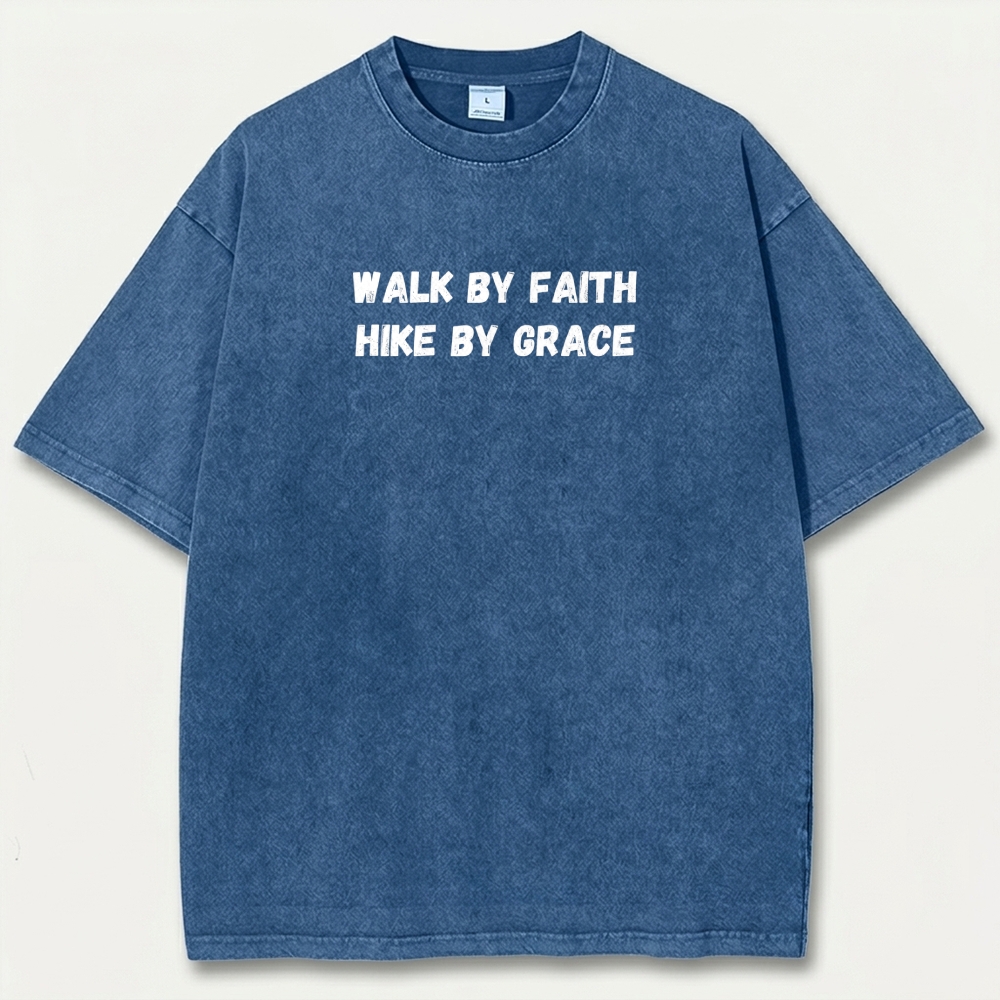 Walk By Faith Hike By Grace Vintage Organic Cotton Hiking Tee-HikeVista