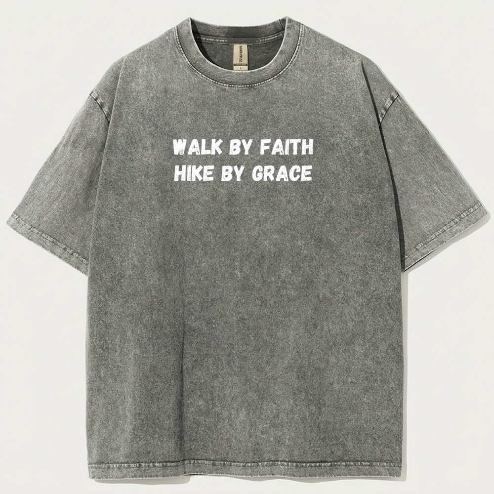 Walk By Faith Hike By Grace Vintage Organic Cotton Hiking Tee-HikeVista