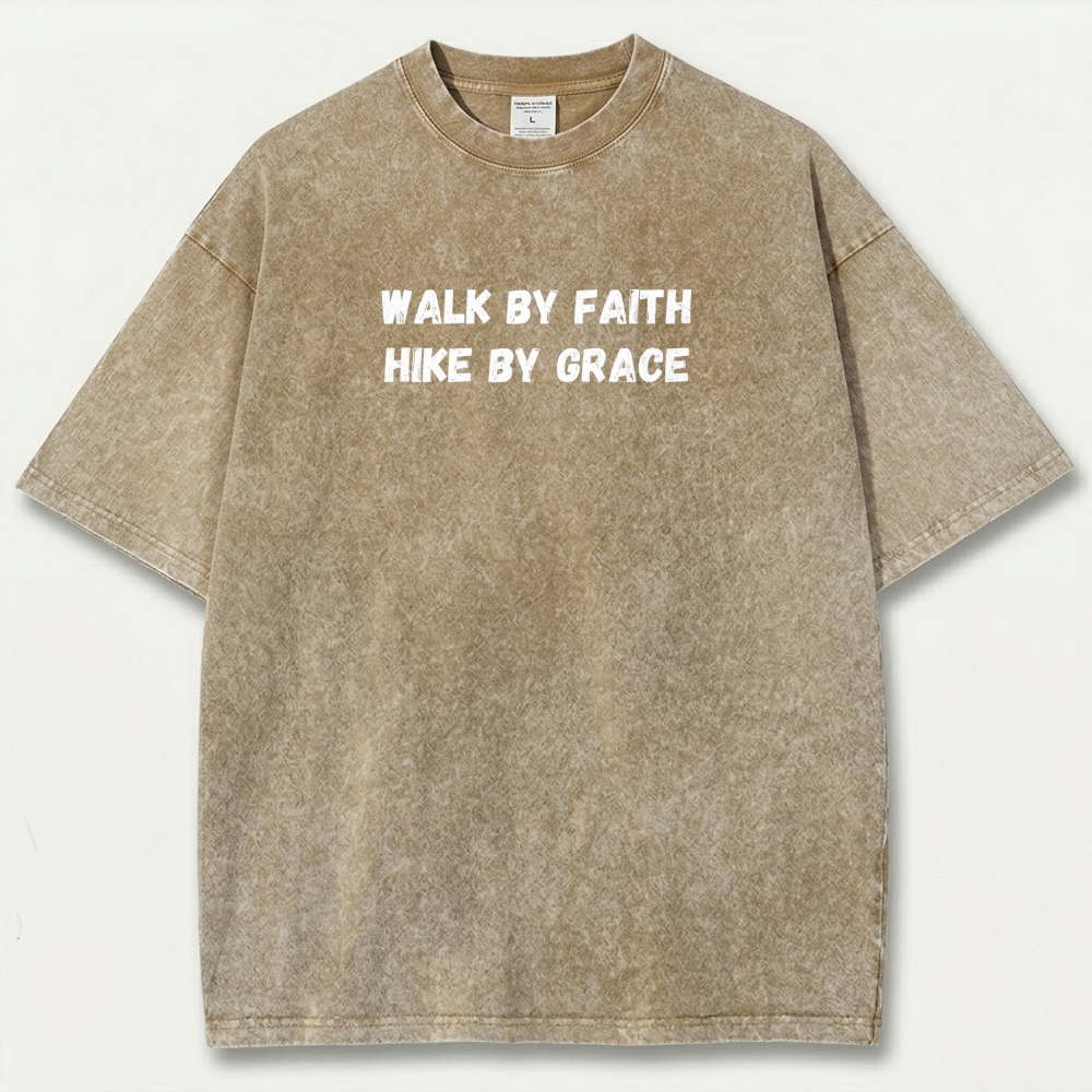 Walk By Faith Hike By Grace Vintage Organic Cotton Hiking Tee-HikeVista