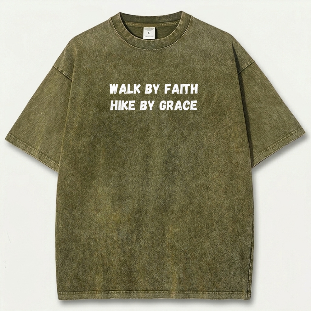 Walk By Faith Hike By Grace Vintage Organic Cotton Hiking Tee-HikeVista