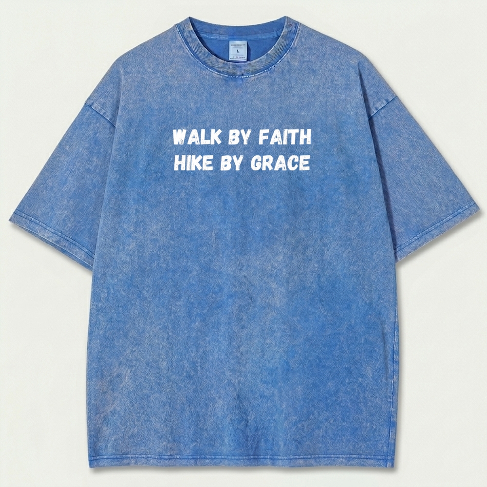 Walk By Faith Hike By Grace Vintage Organic Cotton Hiking Tee-HikeVista