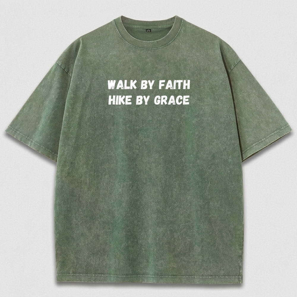 Walk By Faith Hike By Grace Vintage Organic Cotton Hiking Tee-HikeVista