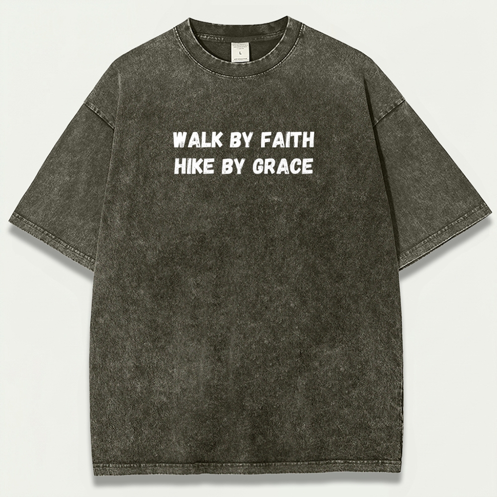 Walk By Faith Hike By Grace Vintage Organic Cotton Hiking Tee-HikeVista