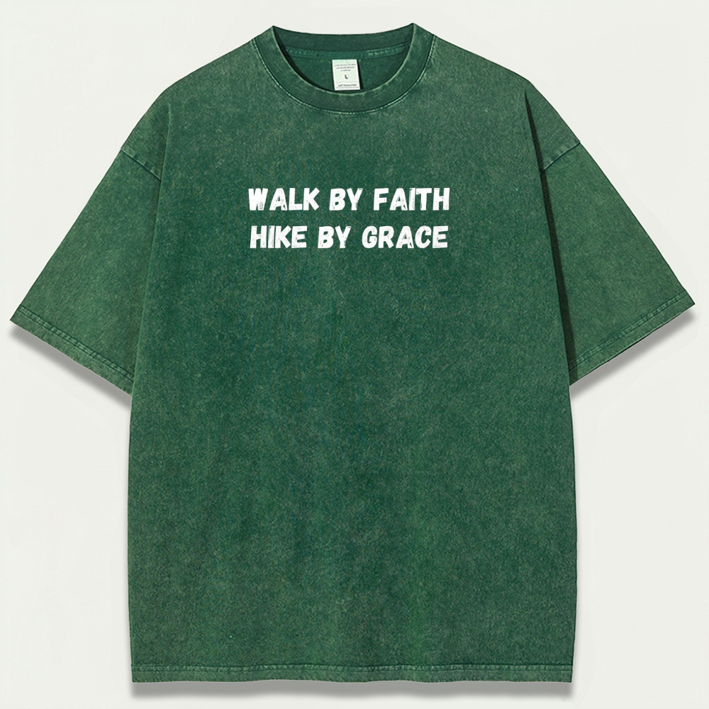 Walk By Faith Hike By Grace Vintage Organic Cotton Hiking Tee-HikeVista