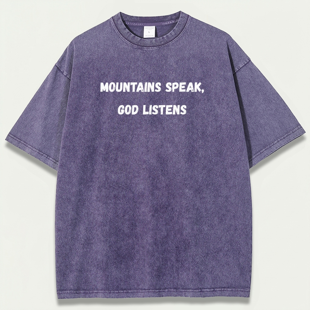 Mountains Speak God Listens Vintage Organic Cotton Trail Tee-HikeVista