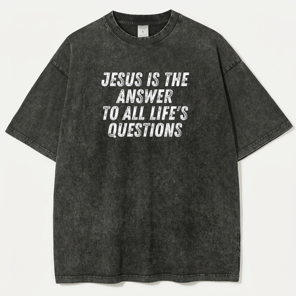 Jesus Is The Answer Vintage Organic Cotton Faith Tee-HikeVista