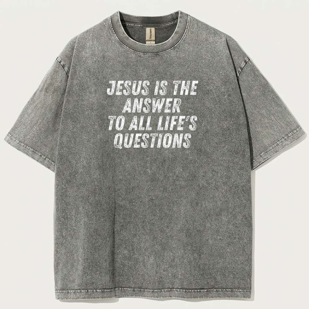 Jesus Is The Answer Vintage Organic Cotton Faith Tee-HikeVista
