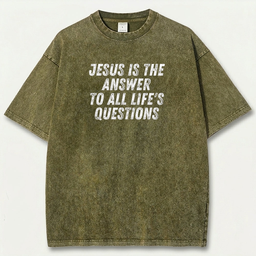 Jesus Is The Answer Vintage Organic Cotton Faith Tee-HikeVista