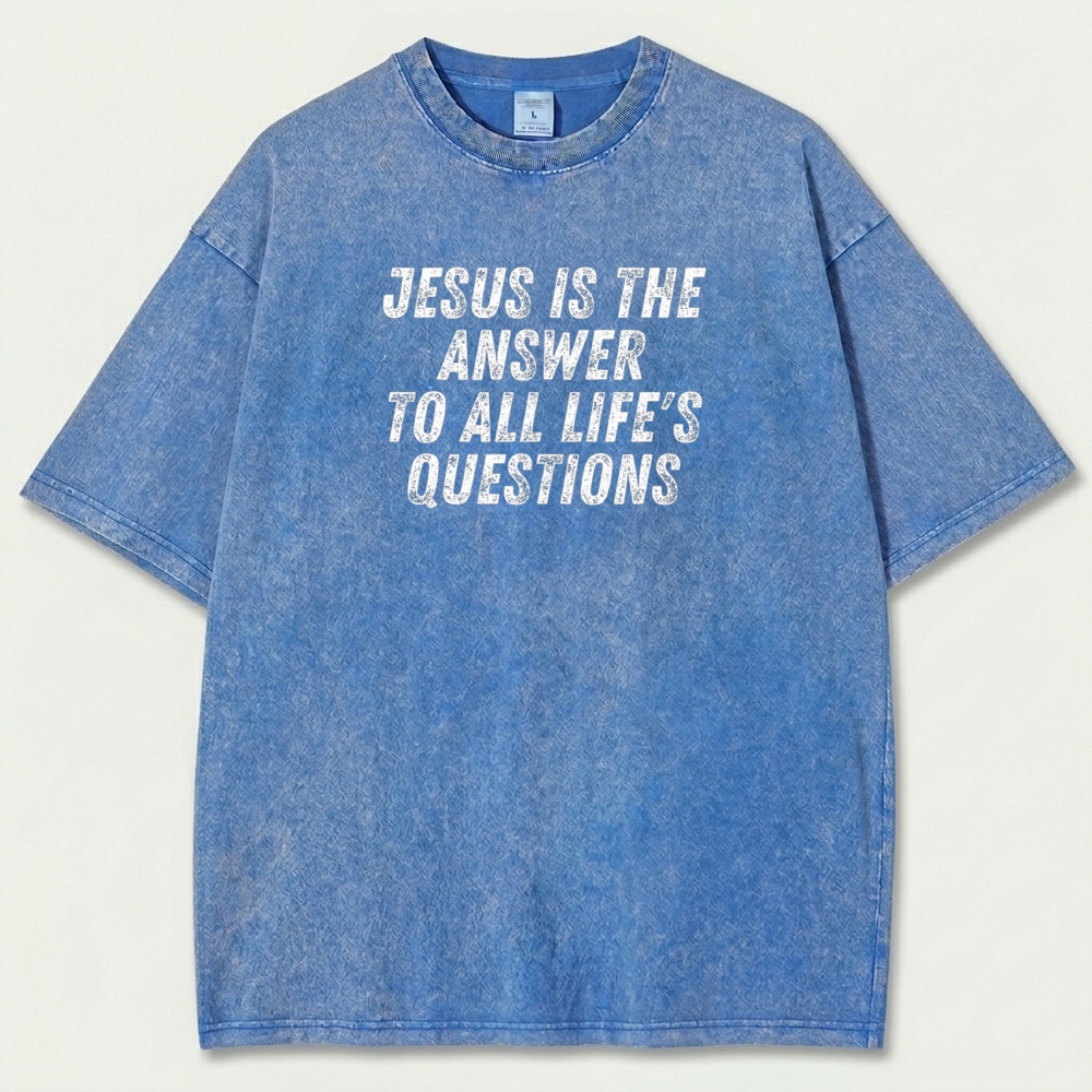 Jesus Is The Answer Vintage Organic Cotton Faith Tee-HikeVista